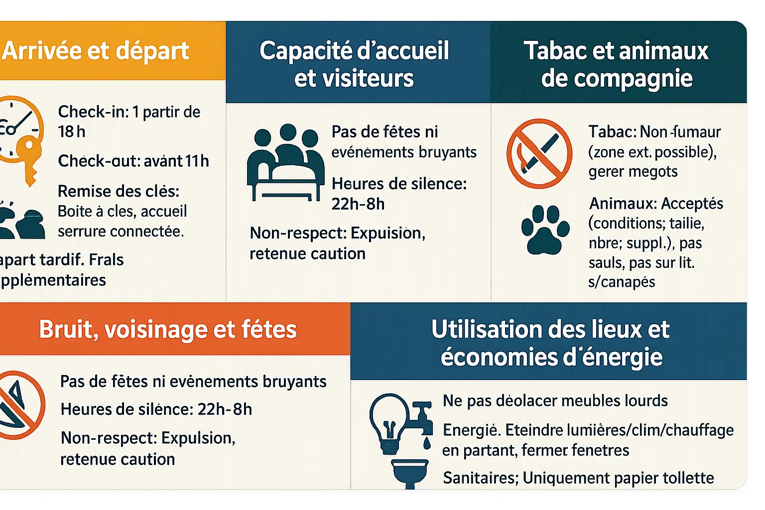 Règlement intérieur location saisonnière