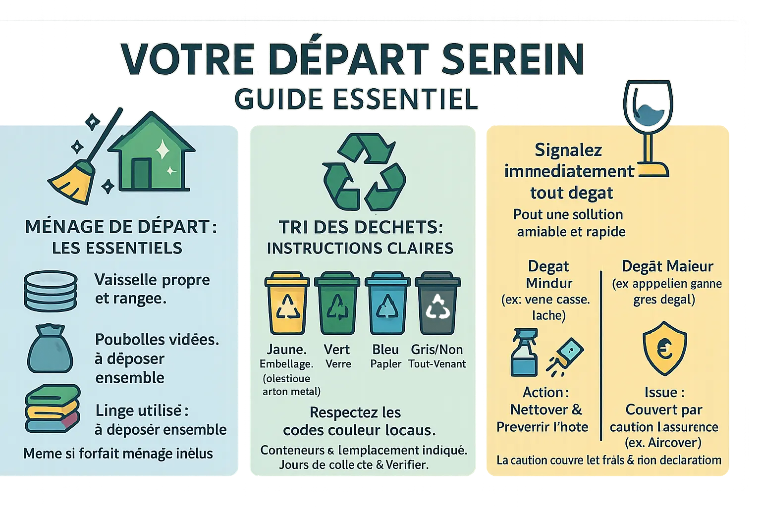 Illustration de tri des déchets dans une location saisonnière