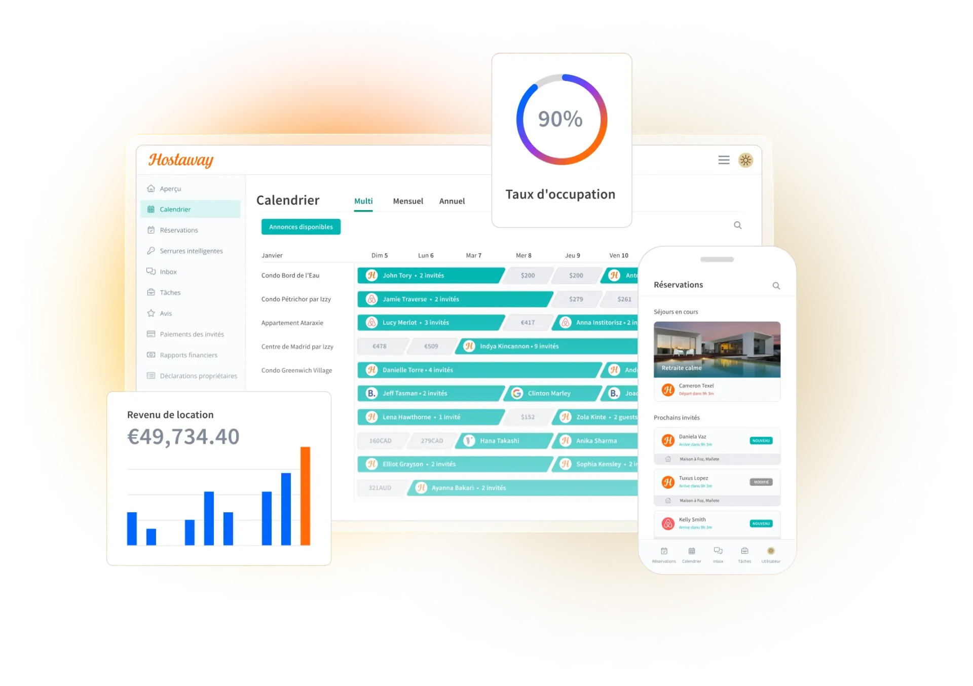 présentation écrans logiciel location saisonniere hostaway