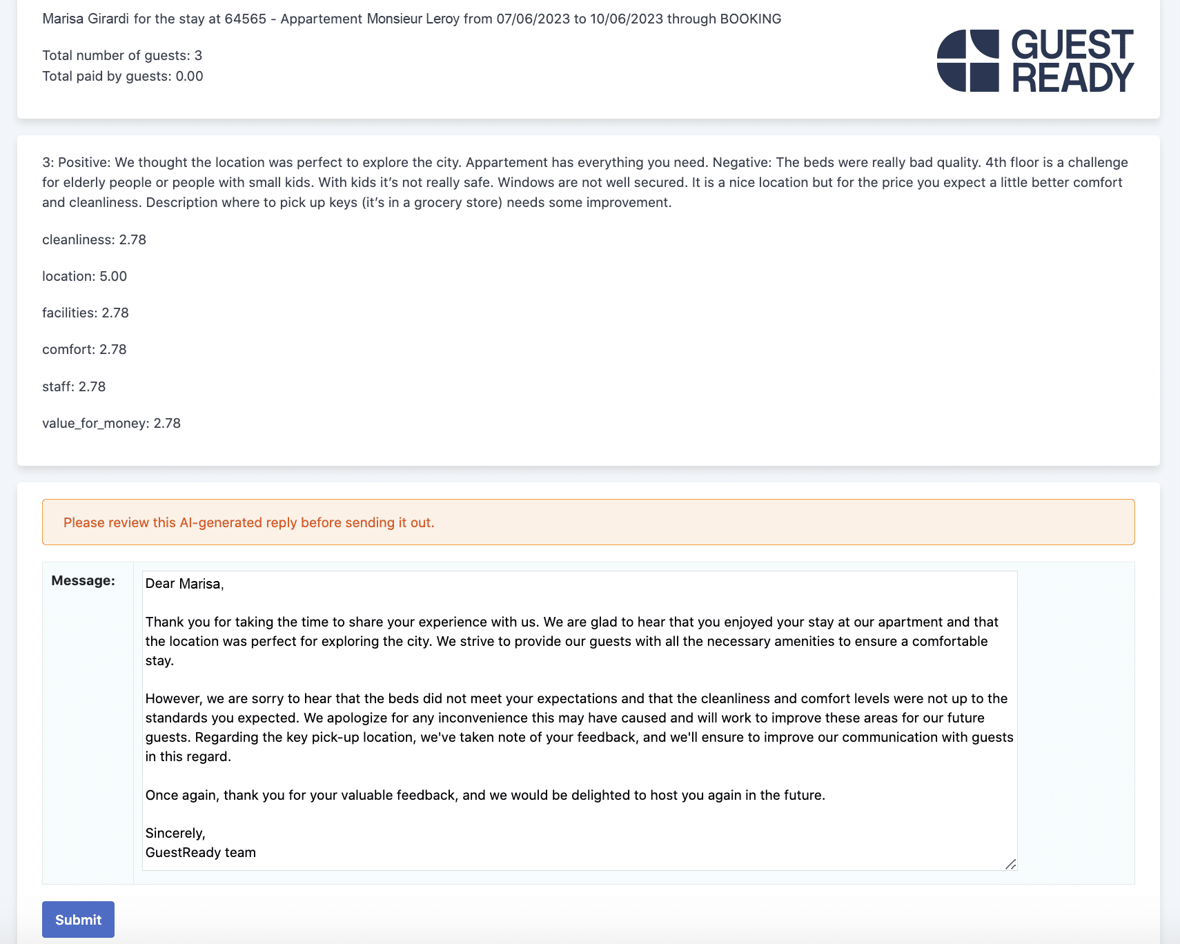 reponse avis avec ia